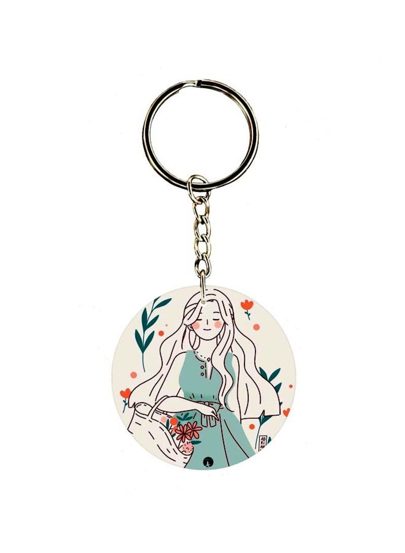 Girl Printed Double Sided Keychain