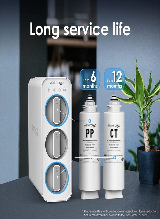 Waterdrop Undersink Replacement Water Filter, 2PP+CT, Replacement for TSU-W, TSC 3-Stage Under Sink Water Filter System - Image 3