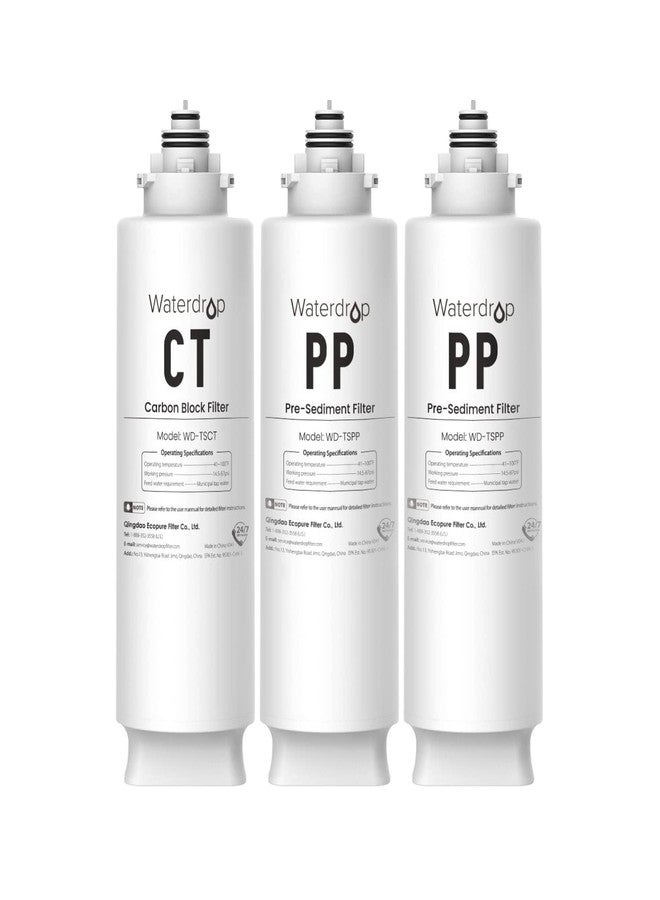 Waterdrop Undersink Replacement Water Filter, 2PP+CT, Replacement for TSU-W, TSC 3-Stage Under Sink Water Filter System - Image 1