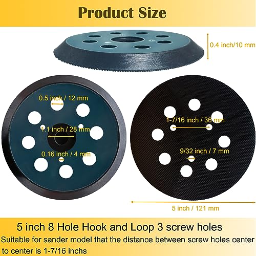 Tockrop 2 Pack Replacement Sander Pads for 5" Dewalt Sander, 8-Hole Hook and Loop Sanding Pads for DeWalt DW420 DW421 DW422 DW423 DW426 D26451 Random Orbital Sander - Image 2