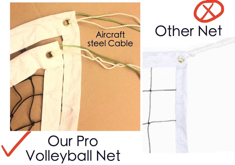 IQSTRP Professional Volleyball Net Outdoor with Aircraft Steel Cable, Heavy Duty VolleyballNet for Backyard, 32x3FT Portable Volleyball Nets for Pool Schoolyard Beach, Badminton/Pro VolleyballNets Set - Image 2