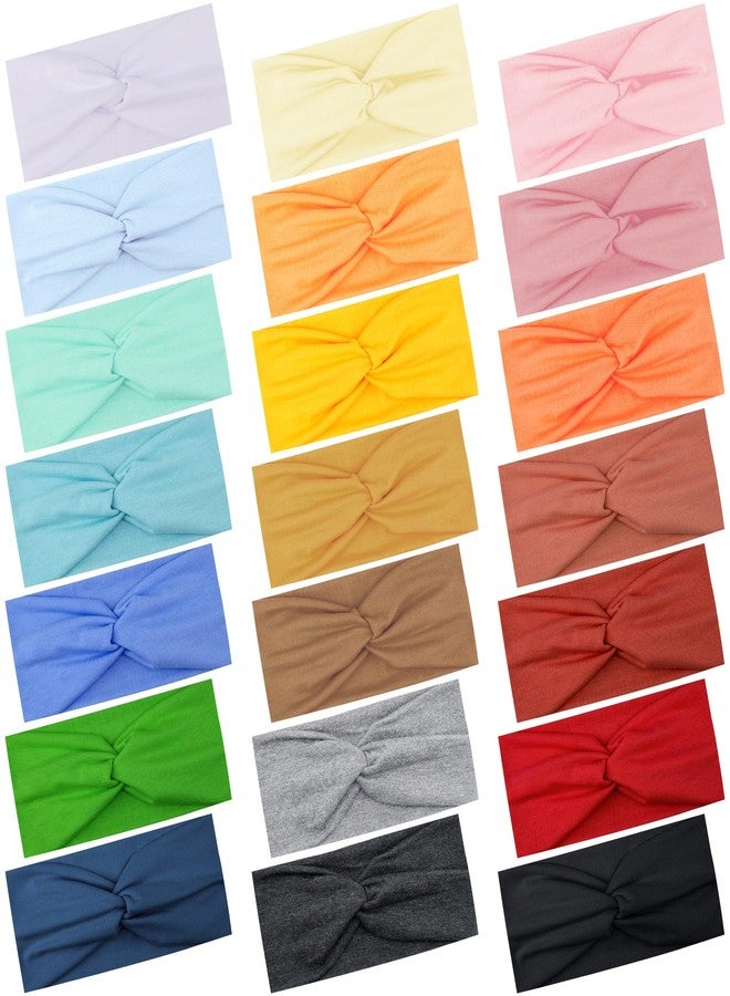 FEQO 21 Pieces Twist Headbands for Women Non-Slip Twisted Turban Stretchy Elastic Colorful Hair Bands for Workout Yoga Sports(Elegant Colors) - Image 1