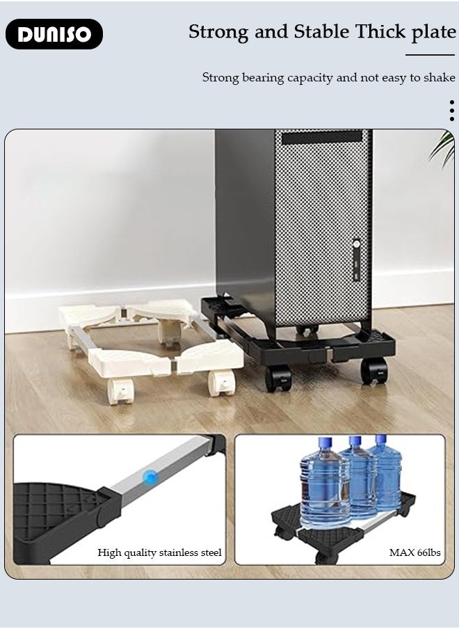 DUNISO - Adjustable CPU Stand, Mobile PC Rack,Hollow Cooling Pc Host Tower Stand, CPU Bracket cart with Wheels，Desktop PC Host Base Tray,Movable Pulley Chassis Shelf, Computer Tower Stand, CPU Holder Stand for Home, Office - Image 1