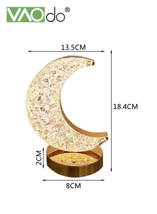 VAOdo 3 Colors Moon Night Light Acrylic Bedside Lamp Touch Dimming USB Charging Eye Protection Source Ramadan Decoration Table Lamp for Bedroom Living Room Office Hotel - Image 3