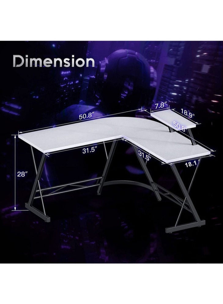 ZUIHAO L Shaped Desk Computer Corner Gaming Desk with Large Monitor Stand,Home Office Writing Table White - Image 5
