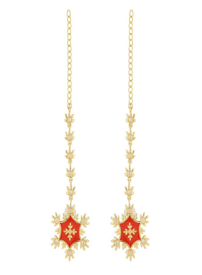 فويلا أقراط جوتا باتي راجوادا سوريا للنساء، أقراط ذهبية، هدية للنساء والفتيات، مجوهرات مطلية بالمينا، مناسبة للمناسبات الاحتفالية، والطقوس الدينية، وحفلات الزفاف، والهدايا. - Image 4