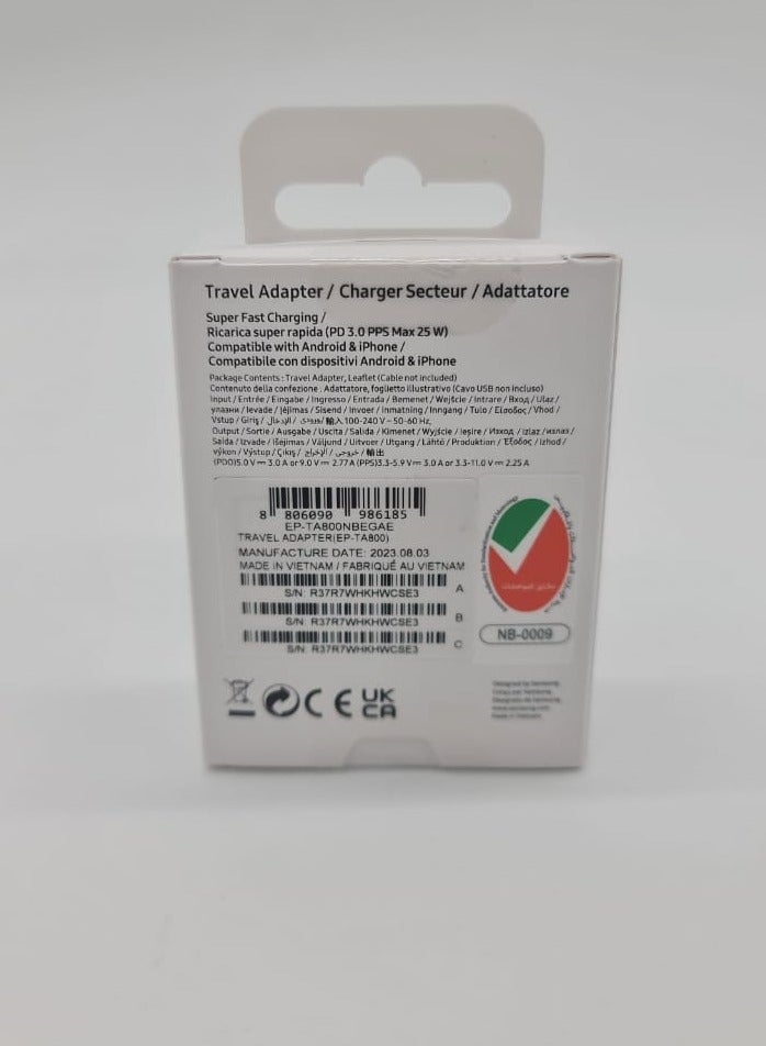 Samsung 25W Fast Charging Type C Charger Head Without Cable Black - Image 3