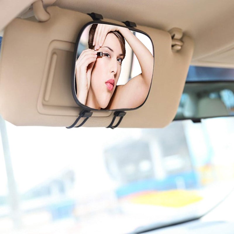 KEWAYO 67 Auto Visor Mirror  Universal Adjustable Makeup Vanity Mirror with Dual Spring Clips for CarTruckSUV  Sun Shade Design  Wide Angle View Black - Image 4