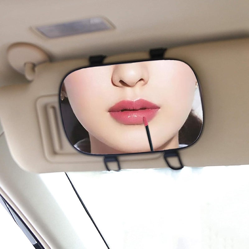 KEWAYO 67 Auto Visor Mirror  Universal Adjustable Makeup Vanity Mirror with Dual Spring Clips for CarTruckSUV  Sun Shade Design  Wide Angle View Black - Image 1