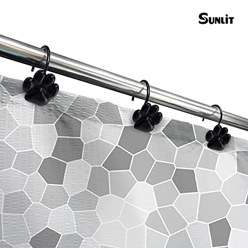 Sunlit Fashion Design Cute Paw Print Polished Shower Curtain Hooks for Dog Cat and Bear, Rust Proof Oil Metal Shower Curtain Rings, Black-12 Pack - Image 4