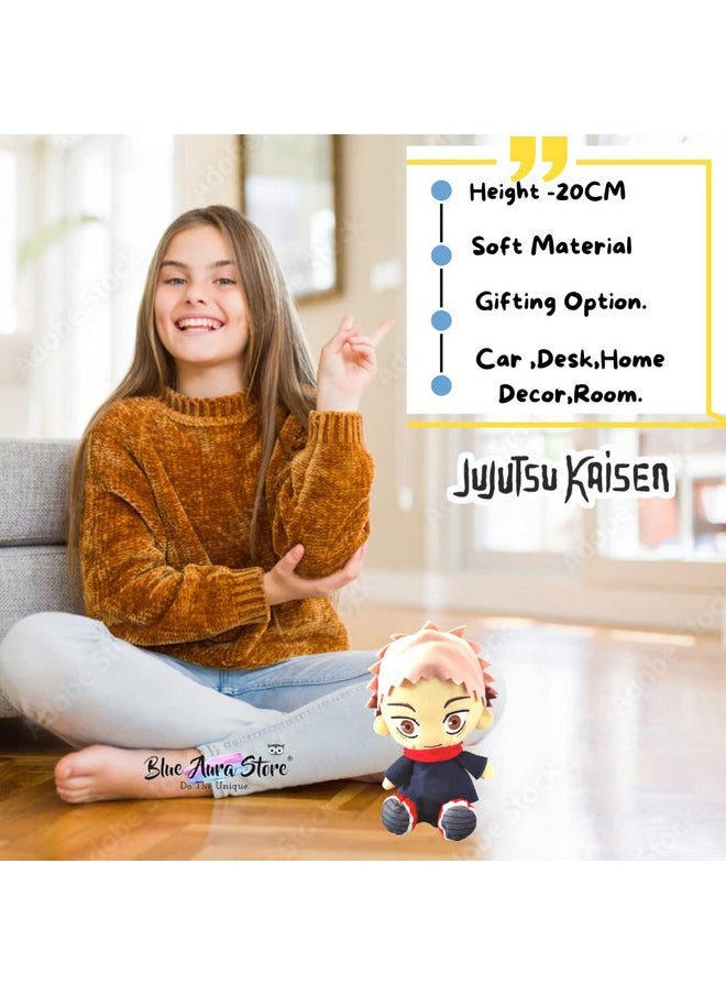 Blue Aura - Blue Aura Jujutsu Kaisen Plushies Jujutsu Plush Yuji Itadori Soft Toy Height -20CM Bed Couch Room Decor Collectible (Yuji) - Image 1