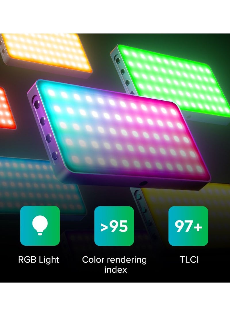 RGB Video Light 6500K Camera Light with Portable Tripod Stand Studio Photography Light for Zoom Meeting Photoshoot Broadcast Video Recording