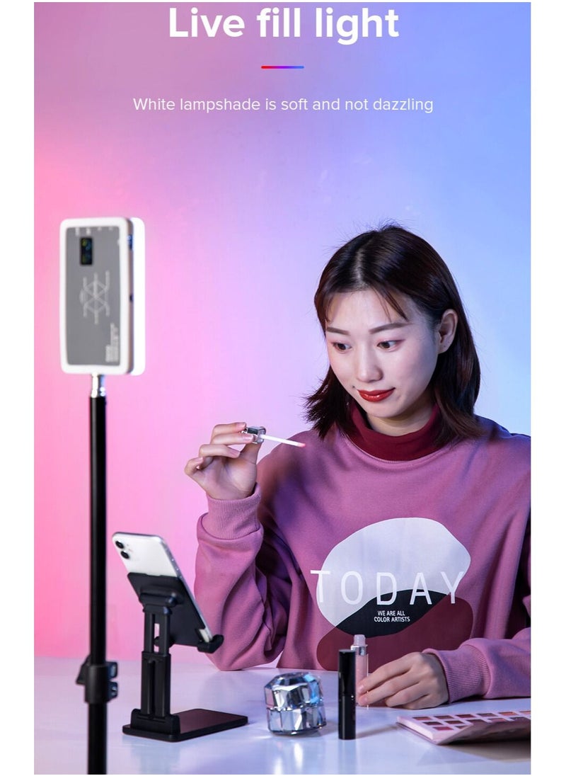 RGB Video Light 6500K Camera Light with Portable Tripod Stand Studio Photography Light for Zoom Meeting Photoshoot Broadcast Video Recording