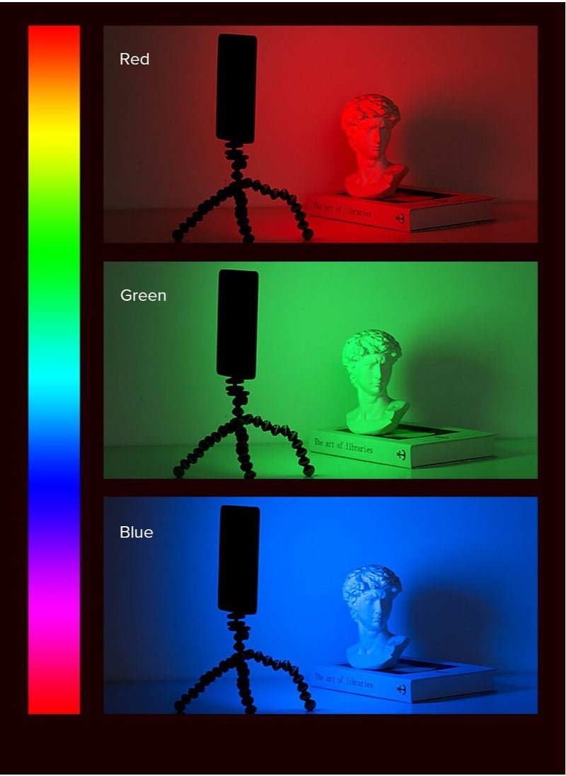 RGB Video Light 6500K Camera Light with Portable Tripod Stand Studio Photography Light for Zoom Meeting Photoshoot Broadcast Video Recording