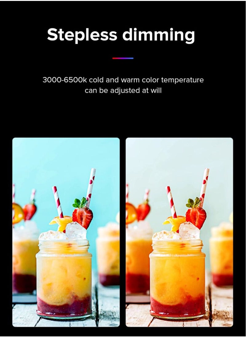 RGB Video Light 6500K Camera Light with Portable Tripod Stand Studio Photography Light for Zoom Meeting Photoshoot Broadcast Video Recording