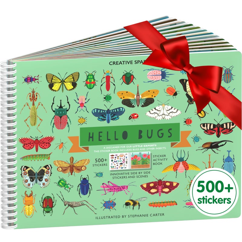 Cupkin Hello Bugs Sticker Book Activity for Kids, Toddler Airplane Travel Essentials, 500+ Bugs Stickers for Kids + 12 Scenes + 12 Coloring Book Pages, Bug Lover Gift, Children's Crafts Ages 2-8 - Image 1