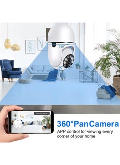 Bulb Camera 1080P Security Camera System with 2.4GHz WiFi 360 Degree Wireless Home Surveillance Cameras Night Vision Two Way Audio Smart Motion Detection