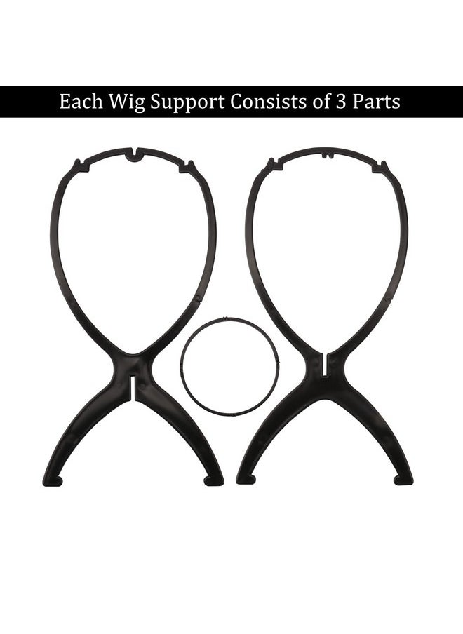 Messen Messen 12 Pieces Wig Stands Wig Holder Wig Head Stand Portable Collapsible Wig Stand Durable Wig Drying Stand Travel Wig Display Tool (Black)  - Image 3