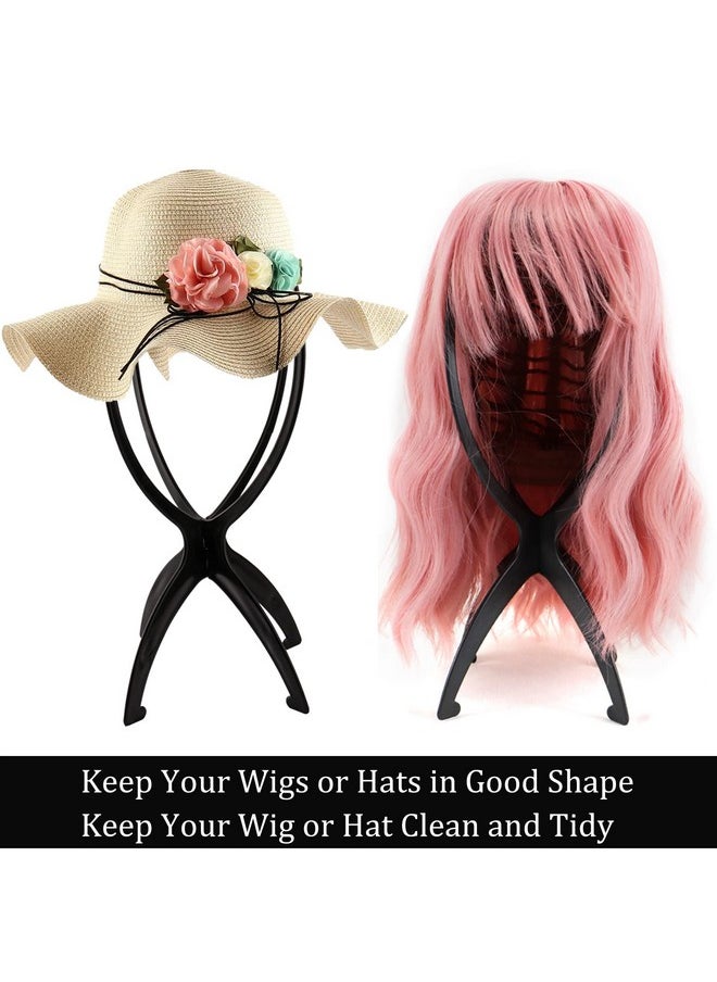Messen Messen 12 Pieces Wig Stands Wig Holder Wig Head Stand Portable Collapsible Wig Stand Durable Wig Drying Stand Travel Wig Display Tool (Black)  - Image 5