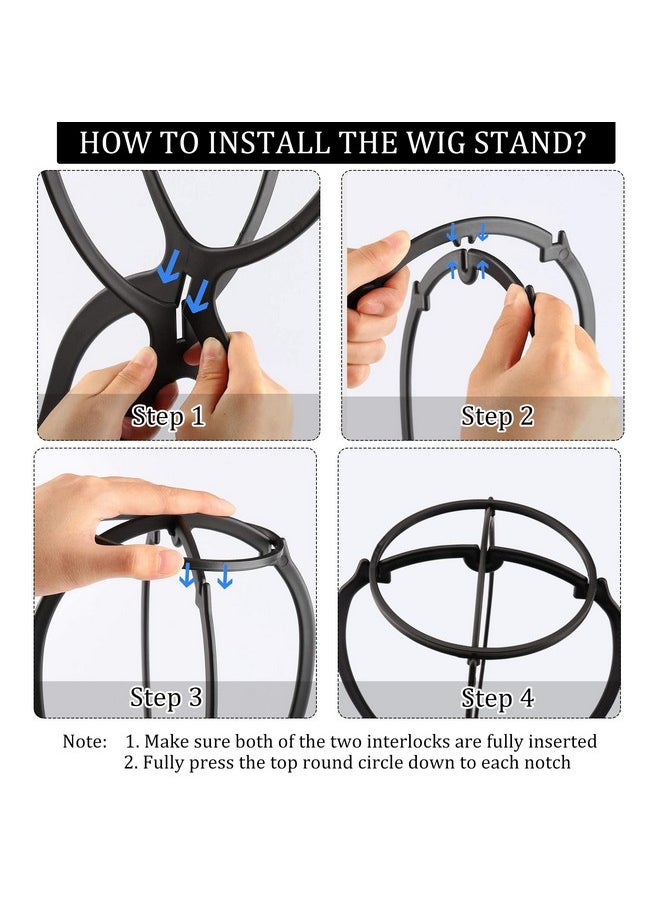 Messen Messen 12 Pieces Wig Stands Wig Holder Wig Head Stand Portable Collapsible Wig Stand Durable Wig Drying Stand Travel Wig Display Tool (Black)  - Image 4