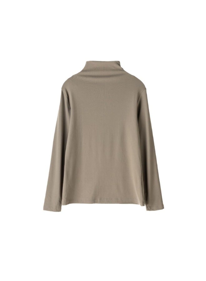 Autumn And Winter Women's Base Layer Top, Casual Outerwear, Puffed Fleece Simple Mid-neck Knitted Sweater, Korean Style Long Sleeve Inner Wear - Image 4