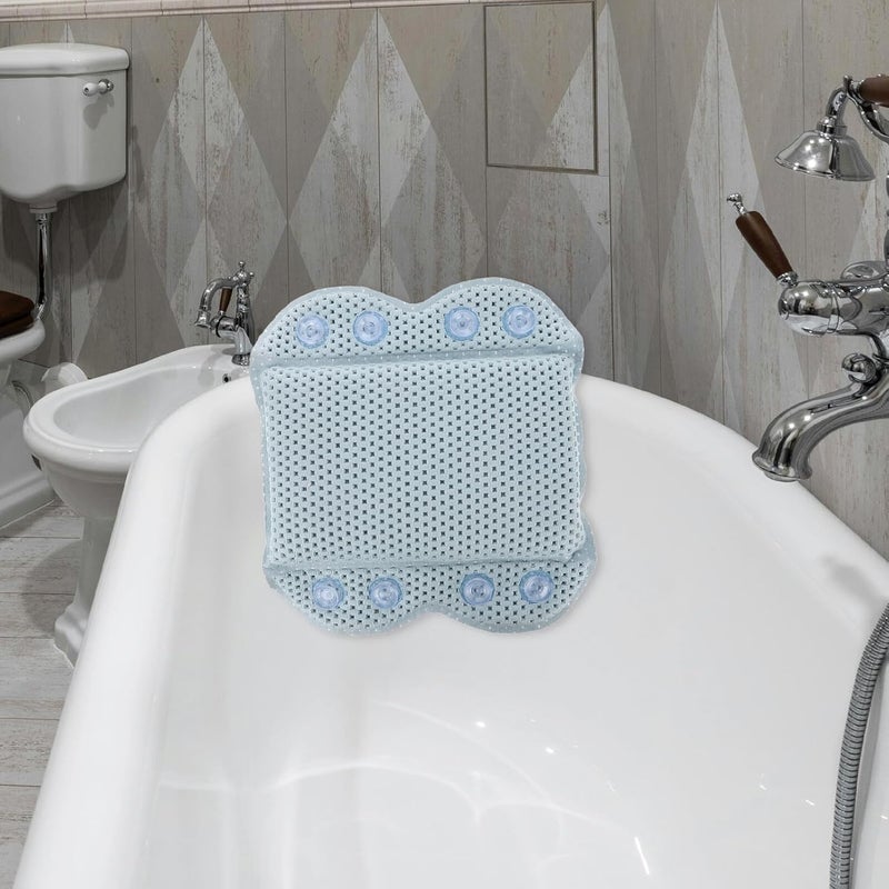 GALPADA PVC Foam Bath Pillow with Suction Cups for Bathtub, Non-Slip Bathroom Soaking Tub Headrest Cushion, Blue Small Spa Pillow for Hotel and Home Bath Relaxation - Image 4