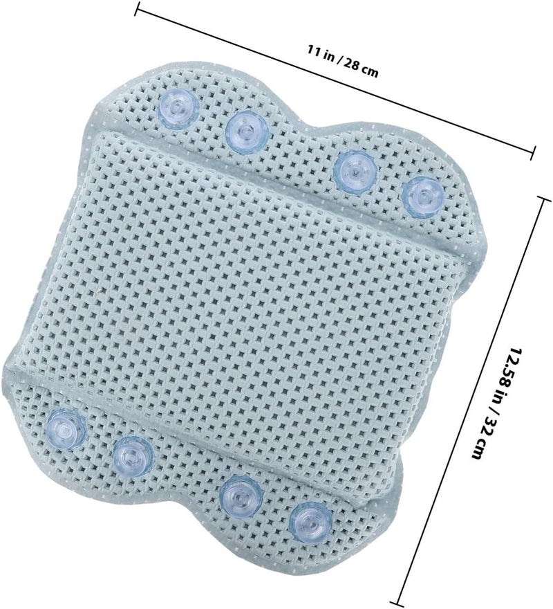 GALPADA PVC Foam Bath Pillow with Suction Cups for Bathtub, Non-Slip Bathroom Soaking Tub Headrest Cushion, Blue Small Spa Pillow for Hotel and Home Bath Relaxation - Image 2