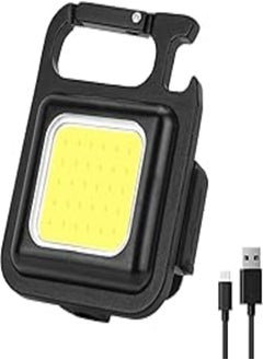 Mini LED COB Flashlight, 800 Lumens COB Keychain Flashlights Rechargeable Mini LED Keychain Flashlight with 4 Modes, Bottle Opener, Magnet Design, Hook, Waterproof Pocket Light for Daily Use