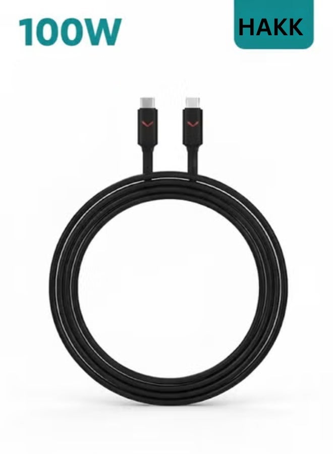 HAKK 100W Nexode GaN USB-C to USB-C Fast Charging Cable | PD High-Speed Type-C Cable for iPhone, iPad, MacBook, Samsung & Laptops | Durable Braided Power Delivery Cable for Home, Office & Travel - Image 1