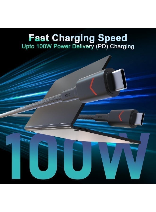 HAKK 100W Nexode GaN USB-C to USB-C Fast Charging Cable | PD High-Speed Type-C Cable for iPhone, iPad, MacBook, Samsung & Laptops | Durable Braided Power Delivery Cable for Home, Office & Travel - Image 4