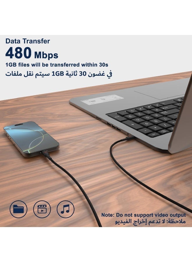 HAKK 100W Nexode GaN USB-C to USB-C Fast Charging Cable | PD High-Speed Type-C Cable for iPhone, iPad, MacBook, Samsung & Laptops | Durable Braided Power Delivery Cable for Home, Office & Travel - Image 2