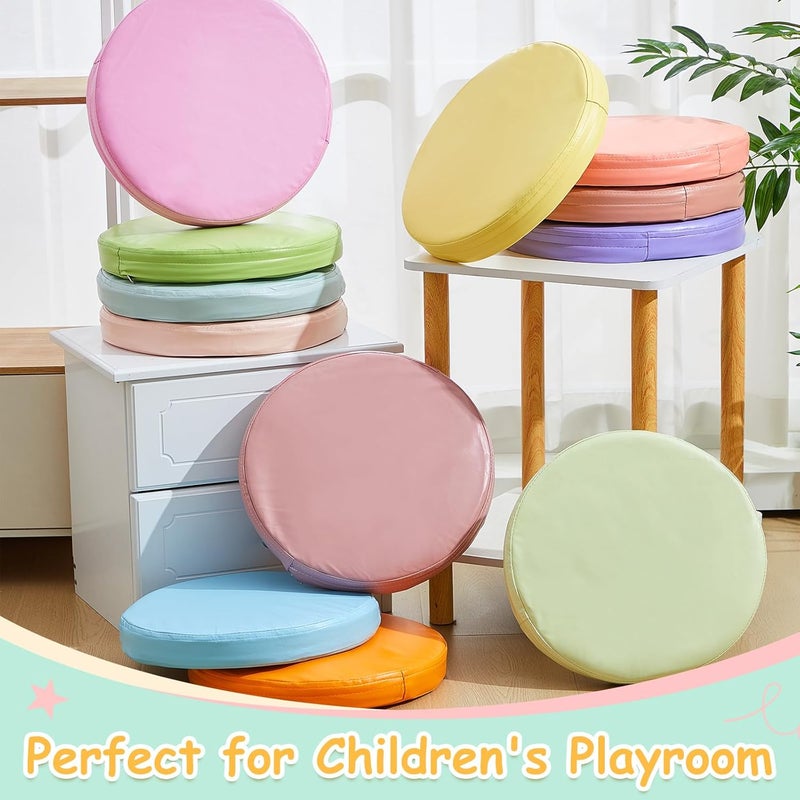 Marsui Marsui 12 Pcs 2 Extra Thick 14 Round Floor Cushions Classroom Elementary Flexible Seating for Kids Students Reading Corner Pillows Bulk Alternative Sitting for Daycare PreschoolMacaron Color - Image 4