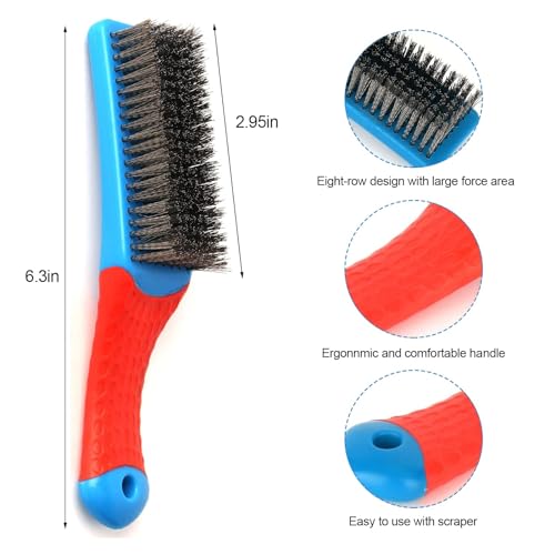 MTRoyaldia 2 Pack Wire Brushes for Cleaning-Heavy Duty Stainless Steel Wire Scratch Brush for Metal Rust Cleaning,Paint Scrubbing with Rubber Covered Handle - Image 2