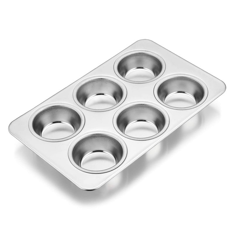 Efar Stainless Steel Muffin Pan 6Cup Cupcake Pan Tin for Baking Metal Muffin Pan Tray Mold Nontoxic Healthy Oven Dishwasher Safe Regular Size 1144 x 712 x 125 Inch