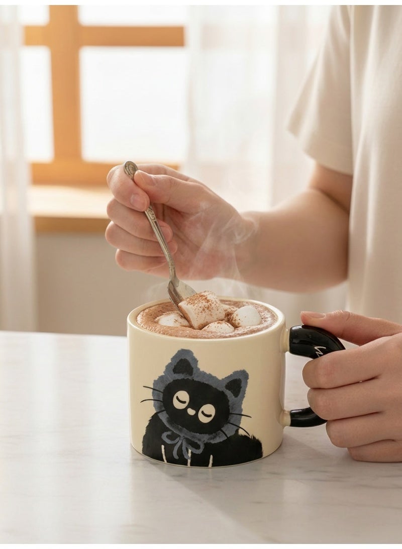 وارويك كوب قهوة سيراميك لطيف بتصميم قطة مع غطاء، سعة 360 مل، مقاوم للحرارة للقهوة والشاي، بتصميم كرتوني مناسب للمنزل والمكتب، هدية مثالية لعيد الميلاد ورأس السنة ورمضان للسيدات والنساء. - Image 4