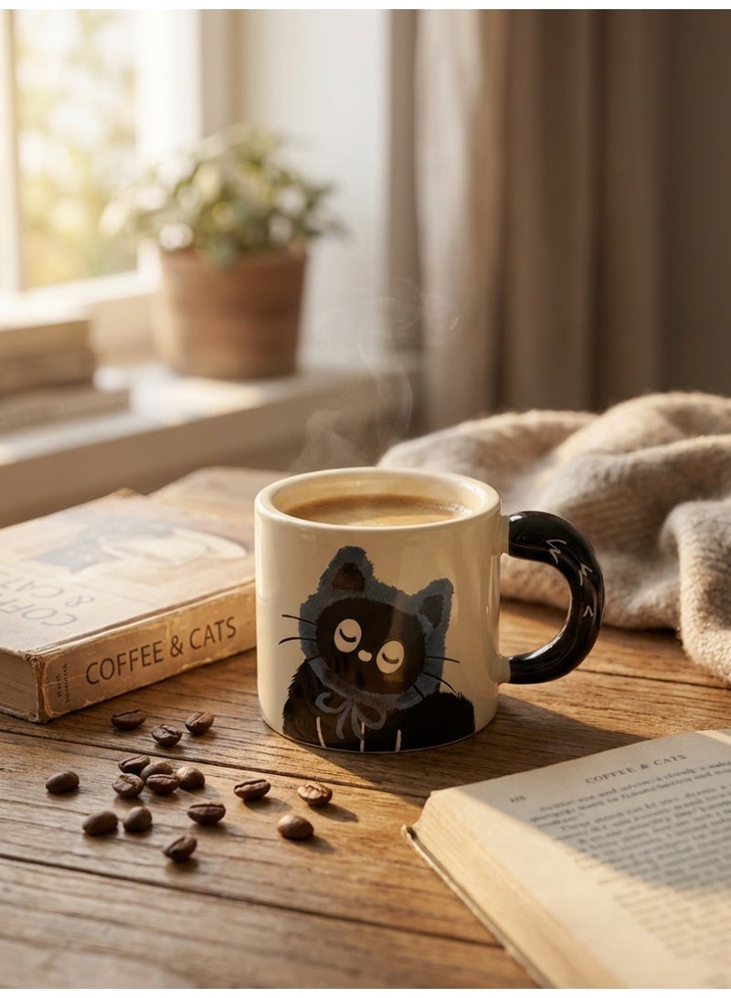 وارويك كوب قهوة سيراميك لطيف بتصميم قطة مع غطاء، سعة 360 مل، مقاوم للحرارة للقهوة والشاي، بتصميم كرتوني مناسب للمنزل والمكتب، هدية مثالية لعيد الميلاد ورأس السنة ورمضان للسيدات والنساء. - Image 2