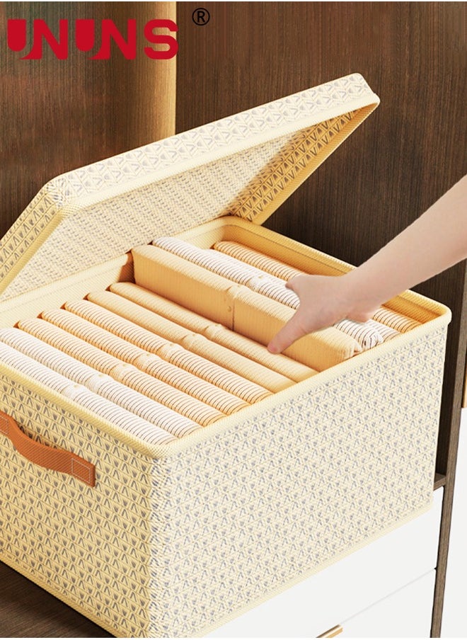 UNUNS Foldable Clothes Box,2-Piece Oxford Fabric Closet Organizer Bag Set With Cover And Clear Window,Large Capacity Steel Frame Storage Bins For Bedding Blankets Toys Gift,45x35x24cm  - Image 4