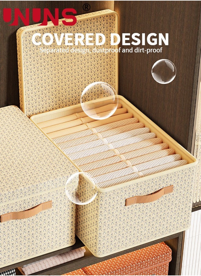 UNUNS Foldable Clothes Box,2-Piece Oxford Fabric Closet Organizer Bag Set With Cover And Clear Window,Large Capacity Steel Frame Storage Bins For Bedding Blankets Toys Gift,45x35x24cm  - Image 2