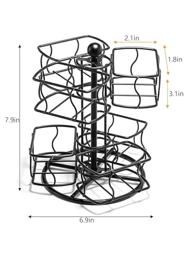 هوكور منظم اكياس الشاي من دوركو، اكياس شاي، دوار مع 6 اقسام، منظم علب الشاي لسطح الطاولة، تخزين دوار 360 درجة للمخزن - يحمل ما يصل الى 60 كيس شاي كبير - Image 2