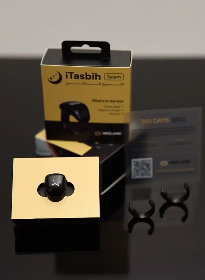 Smart Tasbih Ring Prayer Times Reminder electronic ring & Waterproof with Magnetic charger Muslim electronic s adjustable 2size 20mm 22mm zikr azan clock smart ring tasbih counter,NEW 2024,tasbeeh, tasbih - Black  - Image 5
