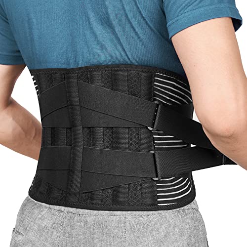 FREETOO Back Braces for Lower Back Pain Relief with 6 Stays Breathable Back Support Belt for MenWomen for work Antiskid lumbar support belt with 16hole Mesh for sciaticaS