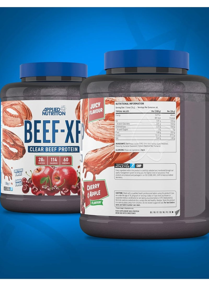 Applied Nutrition - Beef Xp Clear protein isolate (Cherry & Apple flavour) 1.8 kg - 28g Protein, Lactose Free, Dairy free - Image 1