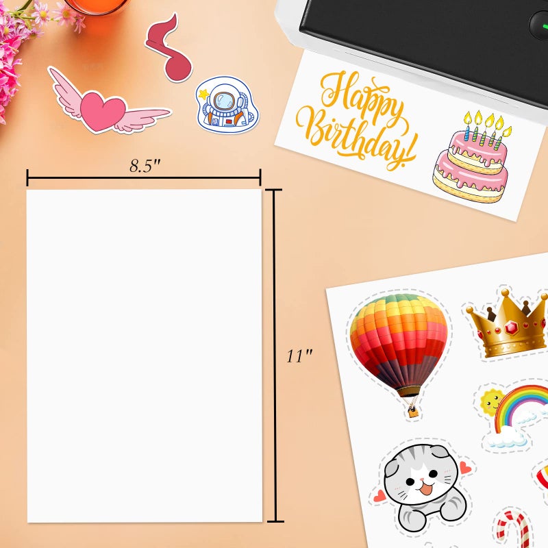 NefLaca 100 Full Sheets Sticker Paper for Laser & Ink Jet Printers, 8.5" x 11" Full Sheet Address Shipping Label, 100 Sheets 100 Labels - Image 2