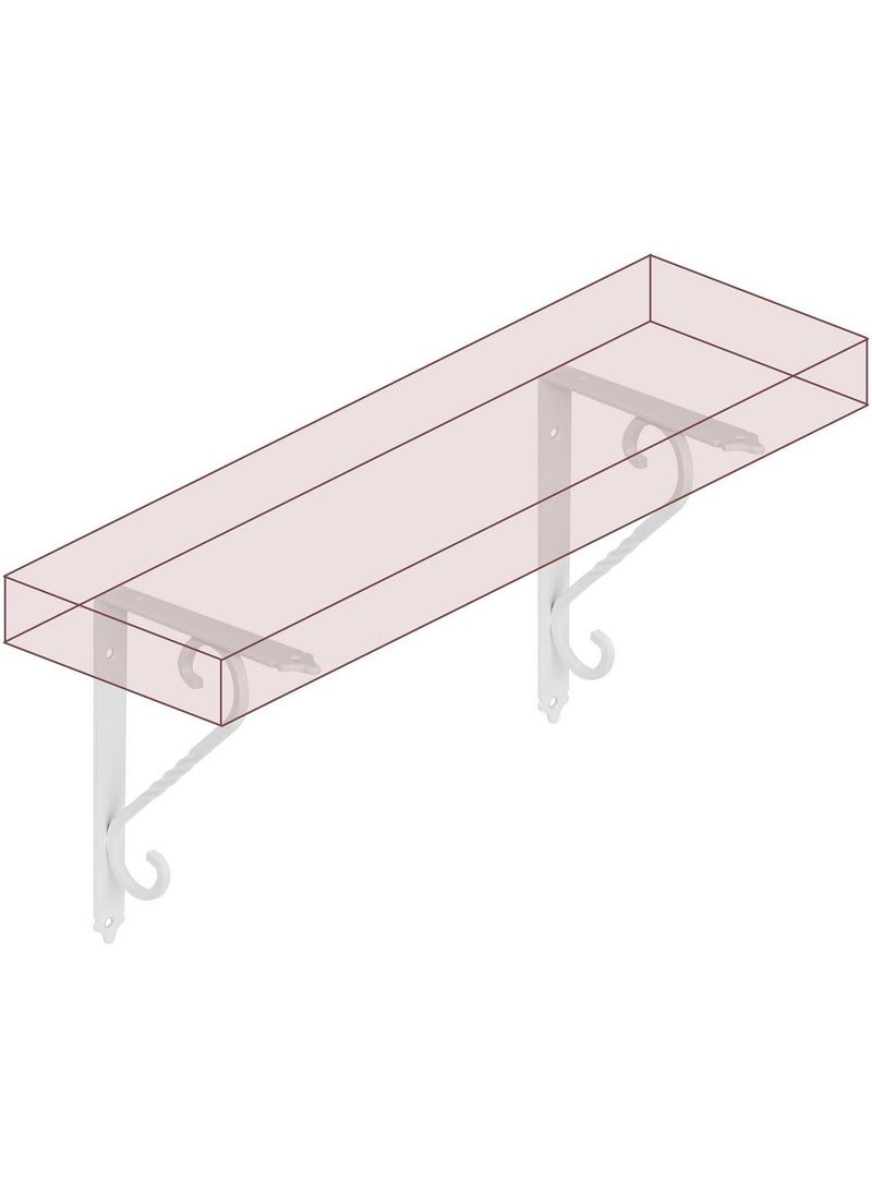 Nobel - Wrought Iron Shelf Six Feet Decorative Shelf Holder White Mounting Bracket 2 Pieces 110 x 155 mm (Small Size) - Image 1