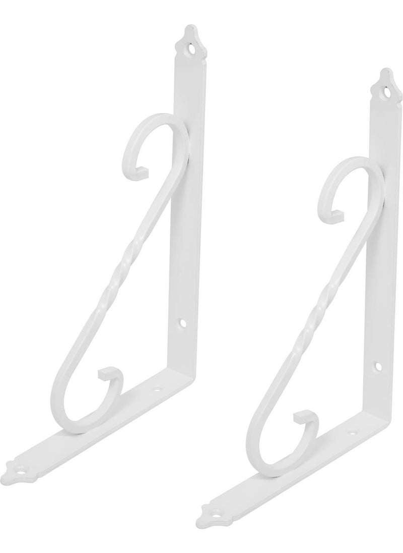 Nobel - Wrought Iron Shelf Six Feet Decorative Shelf Holder White Mounting Bracket 2 Pieces 110 x 155 mm (Small Size) - Image 1