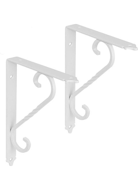Wrought Iron Shelf Six Feet Decorative Shelf Holder White Mounting Bracket 2 Pieces 110 x 155 mm (Small Size)