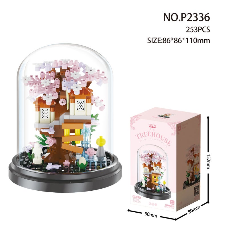 [Wholesale generation] Four seasons shade cherry tree house building blocks compatible with Lego toy ornaments Valentine's Day gift