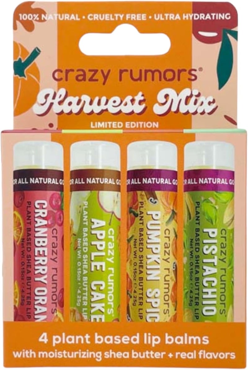 Crazy Rumors set Harvest Mix Cranberry Orange Apple Cake Pumpkin Spice Pistachio natural soothing lip balm sticks