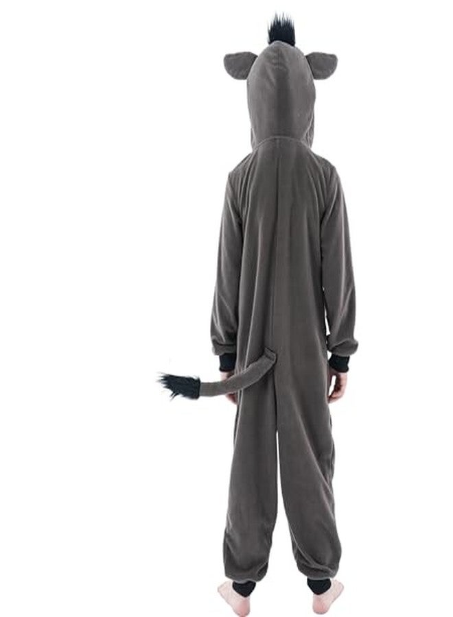 Wizland Donkey Costume for Kid Animal Costume,Farm Animal Onesie For Hellowen With A Removable Tail 8-10 - Image 4