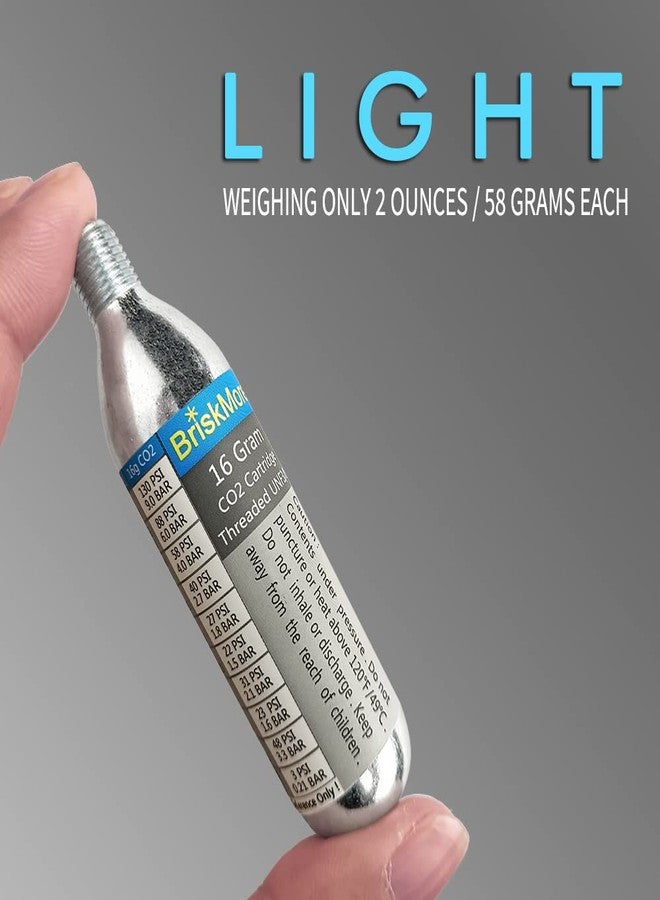 BriskMore Threaded CO2 Cartridges 16g - for All CO2 Bike Tire Inflators with Threaded Connection - Refill for Bicycle Tires - 12PCS Cartridges, Insulated Sleeve Included,Inflator Valve NOT Included. - Image 3
